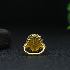 Elegant Men's Yellow Agate Ring with Gold Setting, Vintage-Inspired Statement Jewelry for Confidence, Abundance, and Timeless Style