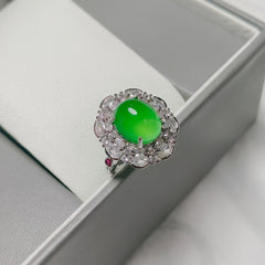 Premium Green Agate Cocktail Ring | Vintage-Inspired Floral Design for Prosperity & Emotional Balance