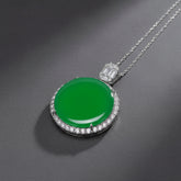 Elegant Green Agate Pendant Necklace with Crystal Accents - Mens Fashion Jewelry Birthday Gift for Him