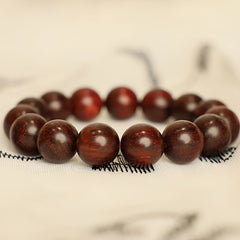 1pc Bohemian Sandalwood Beaded Bracelet - Natural Wooden Beads for Spiritual Healing & Mindfulness