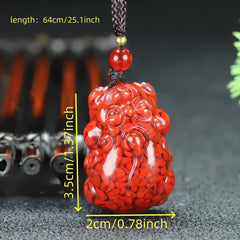 Natural Raw Mineral Sand Pixiu Pendant for Wealth, Protection, and Feng Shui