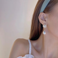 Elegant French-Inspired Drop Earrings with Rhinestone Accents - Vintage Copper Alloy for Daily Wear & Vacation