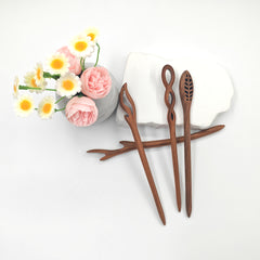 Hand-Carved Wooden Hairpin - Natural Elegance for Daily Wear with Mind-Body-Spirit Balance