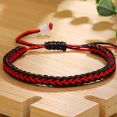 Handmade Braided Bracelet with Red & Black Cord - Vintage Style for Daily Wear & Spiritual Protection