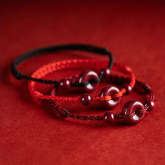 Handmade Lucky Protection Braided Bracelet - Red Bead Charm for Good Luck & Protection