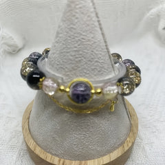 Bohemian Gradient Amethyst Bracelet with Golden Star Charms for Spiritual Energy & Everyday Elegance