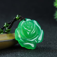 White Jade Rose Pendant Necklace for Love, Purity & Elegant Style