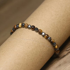 Natural Stone Adjustable Beaded Tiger Eye Vintage Boho Bracelet - Perfect for Everyday Wear or Gift Giving