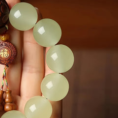 Handcrafted Luminous Sandalwood & Pear Wood Beaded Bracelet — Grounding, Protection & Good-Fortune Energy Talisman (20 mm Beads)