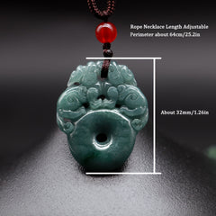 Natural Stone Lucky Double Pixiu Peace Buckle Pendant – Traditional Amulet for Wealth & Harmony