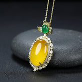 Casual Style Yellow Chalcedony Pendant for Mental Clarity, Positive Energy and Elegant Casual Wear