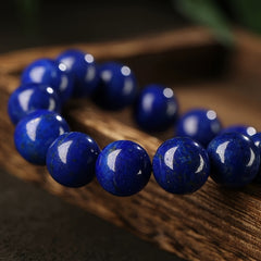 12mm/14mm Lapis Lazuli Bracelet Ethnic Style Glossy Blue Spherical Charms Daily Wear Gifts