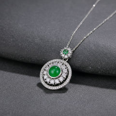 Green Agate Fortune Pendant Necklace for Women - Abundance and Heart Energy Collarbone Necklace