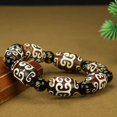 Tibetan Agate Prayer Beads Bracelet - Vintage Style Spiritual Energy for Men