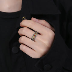 Women's Tibetan Buddhist Vajra Ring - Enhance Spiritual Energy with Six-Syllable Mantra