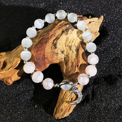 Cat's Eye & Moonstone Charm Bracelet — Intuition Enhancing & Protective Energy Jewelry