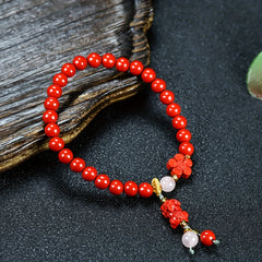 Men's Vintage Cinnabar Pixiu Bracelet for Luck, Protection, and Grounding Energy