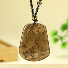Natural Stone Ice Transparent Mountain Waterfall Pendant for Men Relaxed Style No Plating No Setting