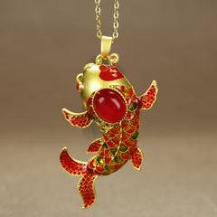 National Style Good Luck Koi Fish Necklace - Prosperity Energy for Success & Transformation