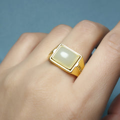 Vintage Natural Stone Ring for Couples - Ideal Gift with Spiritual Energy & Timeless Design