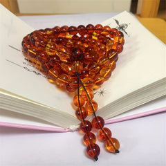 108-Bead Natural Amber Bracelet - Bohemian Vintage Style for Daily Wear & Formal Events