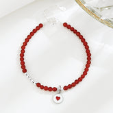 Pure Silvery Love Red Agate Heart Bracelet – Natural Gemstone Energy for Daily Harmony & Spiritual Balance