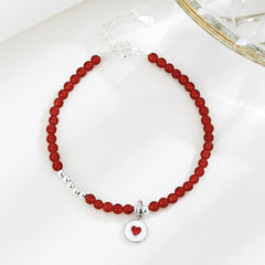 Pure Silvery Love Red Agate Heart Bracelet – Natural Gemstone Energy for Daily Harmony & Spiritual Balance