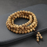 Genuine Agarwood Mala Beads – 110 Bead Multi-Layer Bracelet in Natural Milky Scented Wood – A Process of Patience