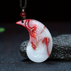 Imitation Red and White Jade Dragon Phoenix Pendant — The Unspoken Harmony Between Movement and Stillness