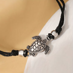 Adjustable Length Retro Hemp Turtle Anklet Handwoven Turtle Beach Foot Jewelry - Harmonious Energy & Coastal Charm for Daily Wear