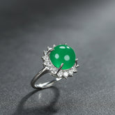 Men's Green Agate Ring for Prosperity and Emotional Balance, Vintage Statement Ring with Adjustable Band