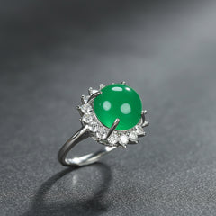 Men's Green Agate Ring for Prosperity and Emotional Balance, Vintage Statement Ring with Adjustable Band