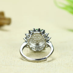 Men's Green Agate Ring for Prosperity and Emotional Balance, Vintage Statement Ring with Adjustable Band