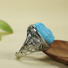 Vintage Turquoise Dragon Ring for Protection, Wisdom, and Elegant Style