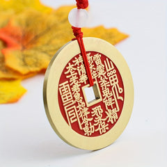 Feng Shui Ancient Coin Necklace — Copper Wealth Amulet, Yin-Yang Protection & October Birthstone Talisman