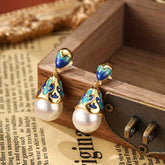 Vintage Elegant Turquoise Enamel Earrings with Positive Energy - Perfect for Weddings & Daily Wear