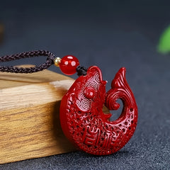 Red Lucky Fish Pendant Necklace Auspicious Wealth Symbol Prosperity Good Fortune Jewelry