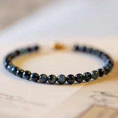 Blue Tiger Eye Stone Beaded Hand Chain - Vintage Elegance for Daily Energy & Gift-Giving