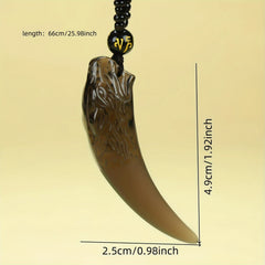 Vintage Boho Wolf Tooth Pendant Necklace - Protective Energy for Daily Wear & Vacation