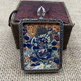 6-Arm Mahakala Tibetan Thangka Pendant — Spiritual Protection, Luck & Harmony Amulet