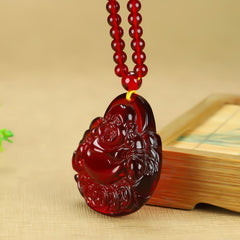 Smiling Character Resin Pendant Necklace - Harmonious Energy for Joy & Positivity