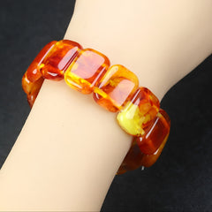 Natural Blood Silk Peridot Beaded Bracelet for Abundance & Emotional Healing