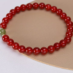 1pc Natural Agate Bead Bracelet - Red Agate for Vitality & Protection - Vintage Elegant Daily Wear