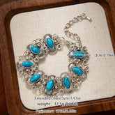 Vintage Tibetan Silvery Bohemian Turquoise Bracelet - Open Cuff with Mindful Energy & Spiritual Harmony