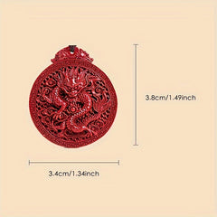 Red Cinnabar Dragon Pendant Necklace Auspicious Power Good Fortune Amulet Daily Protection Bohemian Necklace