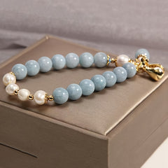 Natural Aquamarine Lucky Bag Bracelet — Harmony, Protection & Prosperity Energy Jewelry
