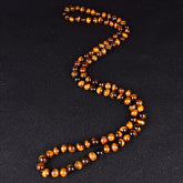 8mm Tiger Eye & Black Obsidian Beaded Necklace - Natural Stone Energy for Protection & Grounding