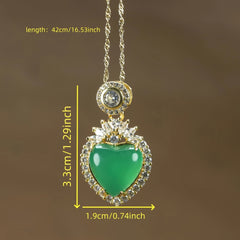 Green Chalcedony Heart Pendant Necklace for Love, Emotional Healing, and Elegant Style