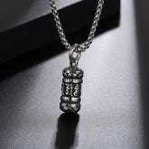 A Stainless Steel Retro Men's Oriental Style Necklace Lotus Six-character Proverb Pendant Pendant Ornament