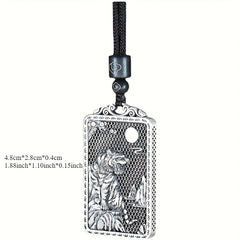 Elegant Tiger Necklace Pendant - Retro Alloy with Moon & Floral Design for Energy Protection & Zodiac Year of the Tiger Charm